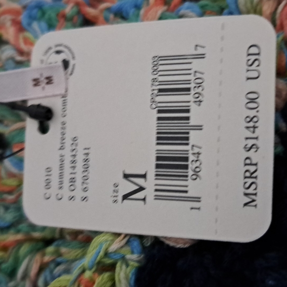 Free People Swim Up V-Neck Sleeveless Back Detail Tie Chevron Crochet Ta… - Picture 10 of 11